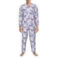 thumbnail image 3 of Lsque white Skull crystal flower Pattern Long Sleeve Pajama Set for Men - Soft 2-Piece Sleepwear and Loungewear Set with Pockets, Comfy Nightwear-Medium, 3 of 7