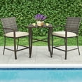 thumbnail image 1 of Gymax 3PCS Patio Bar Set Outdoor Conversation Furniture Set w/ Cushions, 1 of 7