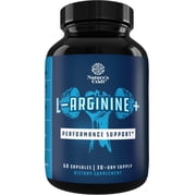 Natures Craft L-Arginine Nitric Oxide Supplement, Pre-Workout for Enhanced Performance, 60 Capsules