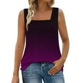 thumbnail image 2 of JTZGDY Ombre Tank Tops for Women Loose Fit Dressy Casual Tie Dye Gradient Color Print Summer Sleeveless Square Neck Tunic Blouse Trendy Flowy Beach Vacation T-Shirts A-Purple XXL, 2 of 7
