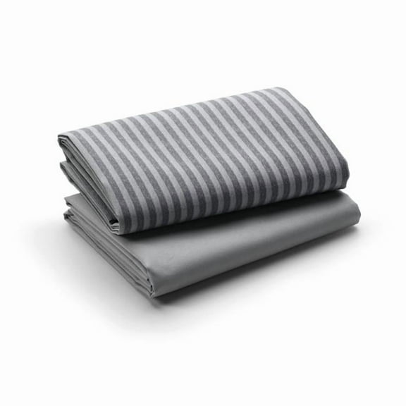 Pack n Play Playard Fitted Sheets, 2 Pack, Stripes and Grey