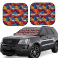thumbnail image 2 of Uemuo Colorful Hawaii Palms Printed 2 PCS Car Windshield Sun Shade, Auto Sun Heat and UV Rays Blocker, Foldable Automotive Front Window Sunshade Protector, 2 of 7
