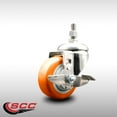 thumbnail image 2 of 3.5 Inch 316SS Orange Polyurethane Swivel ½ Inch Threaded Stem Caster with Brake, 2 of 2