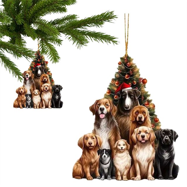 Christmas Dog Car Pendant Cute Design: This Pendant Features A And Dog Design Showcasing A Festive And Joyful Atmosphere Suitable For All Dog Enthusiasts.