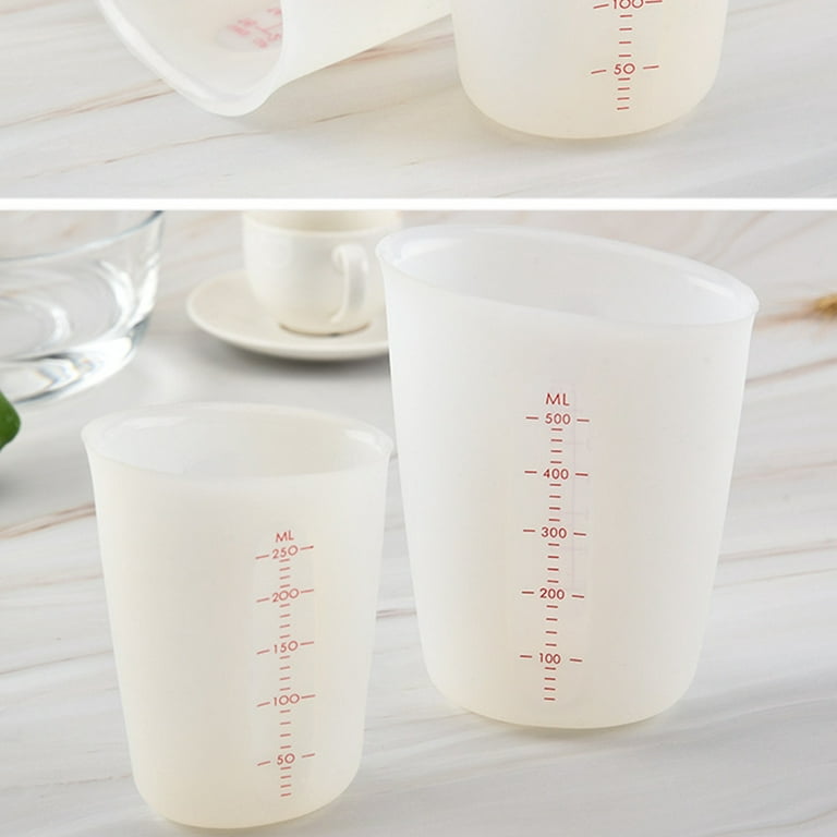 Measuring Silicone Beaker Cup Cups Liquid Pour Stir White Scale Visible Graduations Resincontainer Water Pipe Setcover, Size: 3