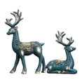 thumbnail image 1 of Estatua de ciervo, 1 par, sentado y de pie, artesanía, figura de reno, adorno de animal Azul, 1 of 9