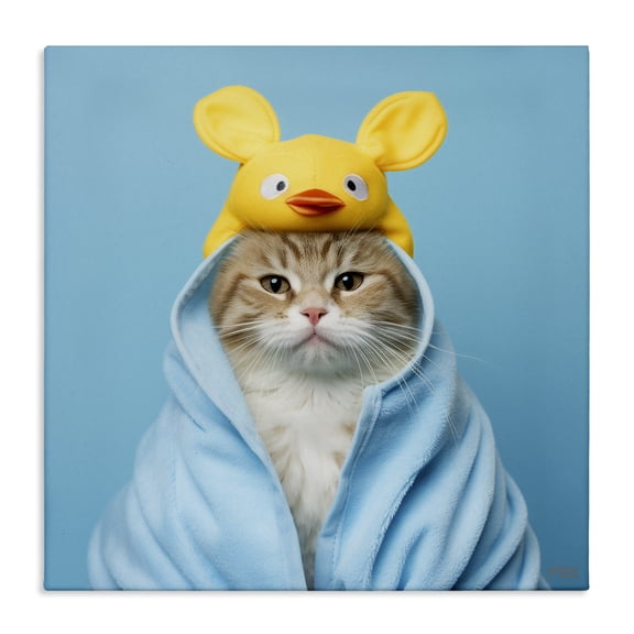 Stupell Industries Contemporary Cat in Cozy Bathrobe Canvas Art, 17 x 17, by RB