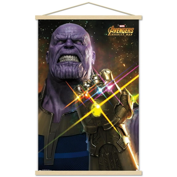 Marvel Cinematic Universe - Avengers - Infinity War - Thanos Wall Poster with Wooden Magnetic Frame, 22.375" x 34"