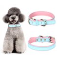 thumbnail image 2 of Elegante collar para perros de piel sintética de color azul claro con hebilla de metal color bronce para mascotas pequeñas y medianas, talla M, 2 of 8