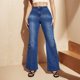 thumbnail image 2 of Gibobby Jeans Pantalones de mujer Pantalones vaqueros de mujer elásticos rasgados sueltos de pierna recta pantalones de mezclilla(Azul,X-CH), 2 of 4