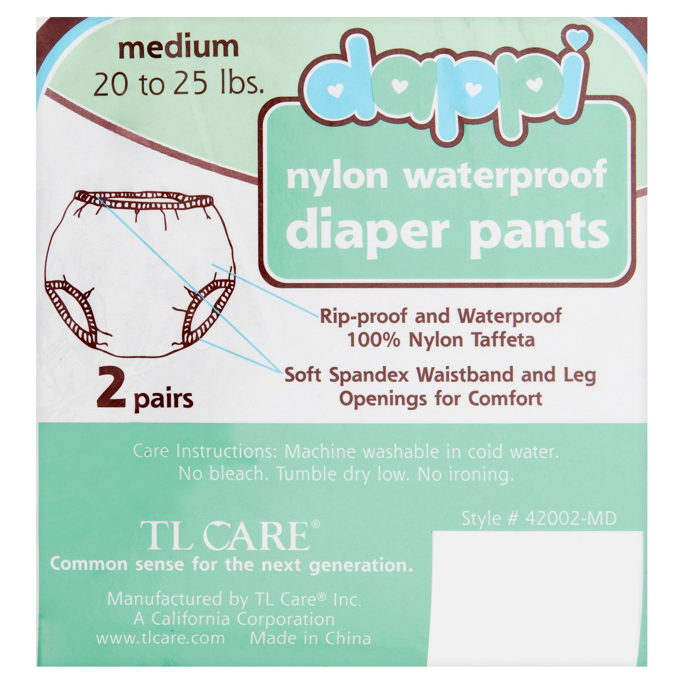 Newborn Dappi Waterproof 100% Nylon Diaper Pants White 2 Pack 