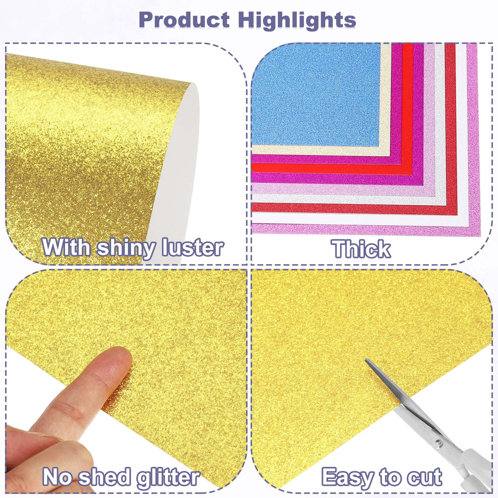 20Sheets Light Gold Glitter Cardstock, 12x12In Glitter Paper Card Stock Shiny Scrapbook 250gsm Sparkly Paper Large Shimmer for Crafts Scrapbook DIY Art Wedding Party