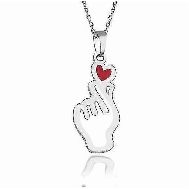 Necklace ,Bts Necklace Gifts For Girls Women, Bts Necklaces Gifts Jewellery Finger Heart Love Pedant Necklace Bts Merchandise Jewelry 2025