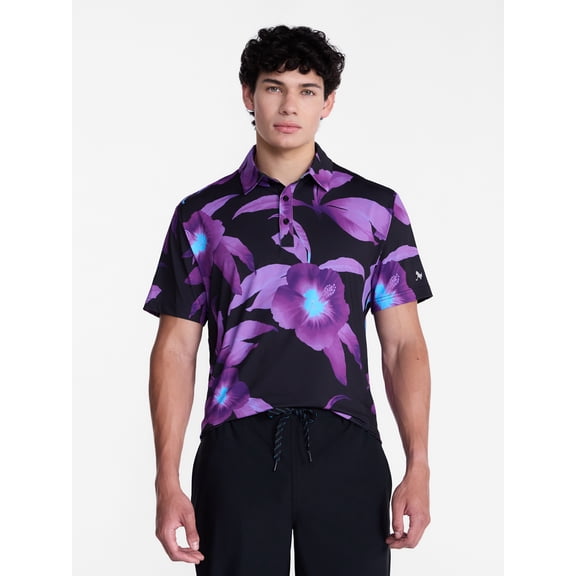Birdie Bound Men's and Big Men's Midnight Bloom Polo Shirt, Sizes XS-4XLT