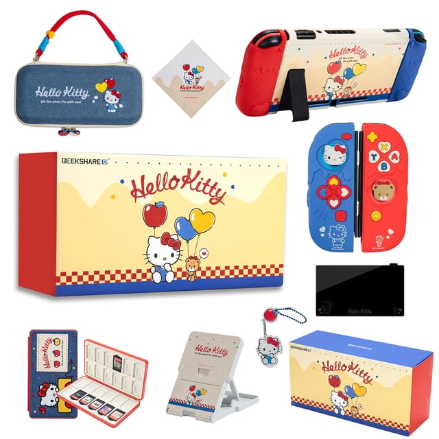 Kuitmor Switch Accessories Bundle for Switch 2017:Carrying Case,Protective Case,Game Card Case,Screen Protector,Playstand,Thumb Grip Caps and More(10