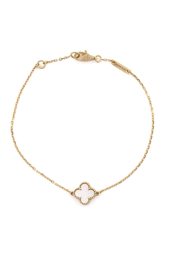 Pre-Owned Sweet Alhambra Bracelet 18K Yellow Gold and Mother of Pearl By Rebag