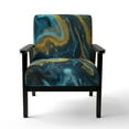 thumbnail image 4 of Designart "Golden Rivers in Agate Ripple IX" Chaise d'Appoint Rembourrée en Agate Bleue - Fauteuil Moderne pour Chambre, 4 of 7