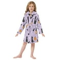 thumbnail image 6 of FORMRS Niños Bathrobe Unisex Hooded Robe Soft Plush Pajamas Sleepwear, Size 7-9T, Light Purple Halloween Black Cat, 6 of 7