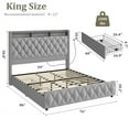 thumbnail image 2 of Bed Frame with 4 Storage Drawers, USB Charging Station, Led Lights, No Box Spring Needed, Easy Assembly, 2 of 7