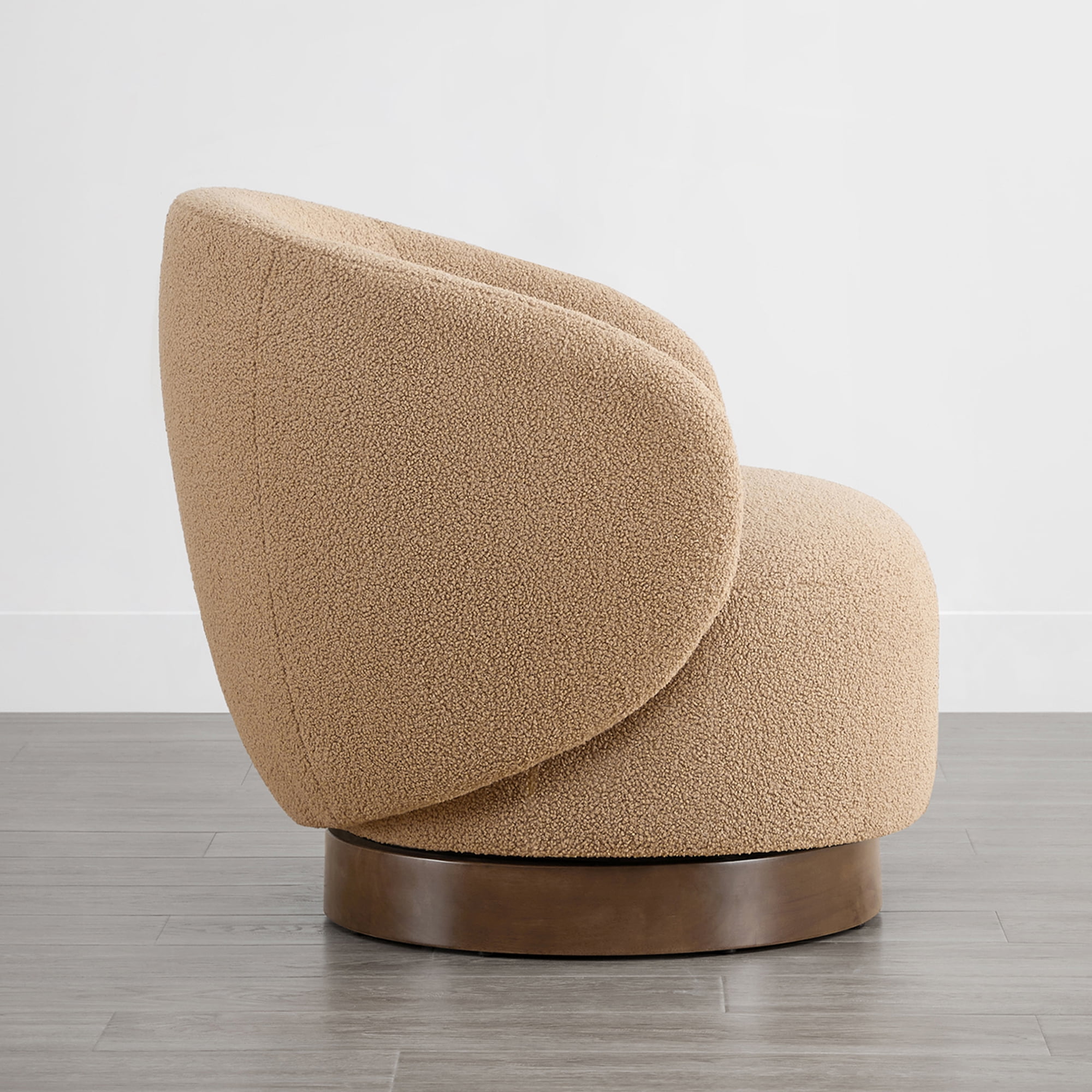 Spruce & Spring Upholstered Swivel Accent Chair with Curved Back Single, Khaki
