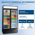 thumbnail image 2 of 34.8 Cu.ft Commercial Beverage Fridge, Double Glass Door Display Refrigerator with Adjustable Shelves, Customizable LED Lightbox & Frost-Free System, Beverage Cooler for Restaurant Bar Store, Black, 2 of 8