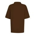 thumbnail image 4 of DENGDENG Womens Polo Shirts Button Down Short Sleeve Shirts Dressy V Neck Collared Tops Summer Comfy Basic Tees Clothes Brown 3XL, 4 of 4