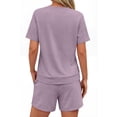 thumbnail image 4 of Sundazz Lounge Sets for Women Summer 2 Piece Outfits V Neck Shirts and Shorts Sets Casual Matching Sets, 4 of 7