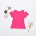 thumbnail image 4 of GYRATEDREAM Toddler Baby Girl Ribbed Short Sleeve Off-Shoulder Top T-Shirt Summer Clothes 9-12 Months, 4 of 11