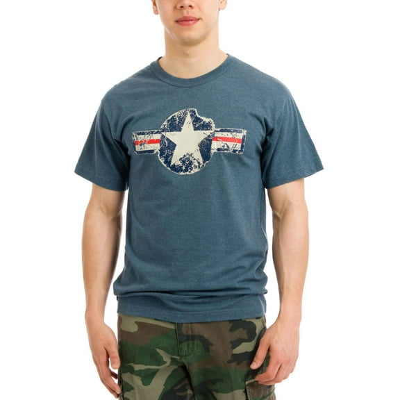 Blue Vintage Air Corp Distressed T-shirt - Size Small