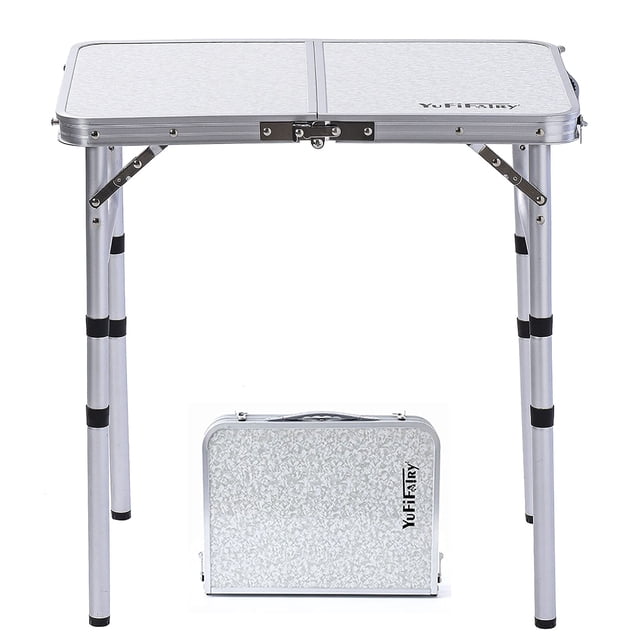 Mesa de campamento YUFIFAIRY ligera de aluminio, 2,9 kg, 3 alturas