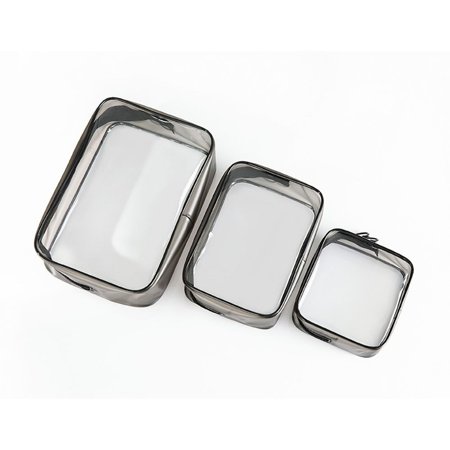 Bag Set Home Storage Clear Wash Pouch Transparent Makeup Pouch Waterproof Cosmetic Bag Waterproof Travel Bag Multi-function Storage Inside Pocket with a Zipper BLACK