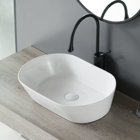 Bothwa Home Modern Bathroom Vessel Sink – Stylish Above-Counter White Porcelain Sink, Durable Ceramic, Easy Top-Mount Installation