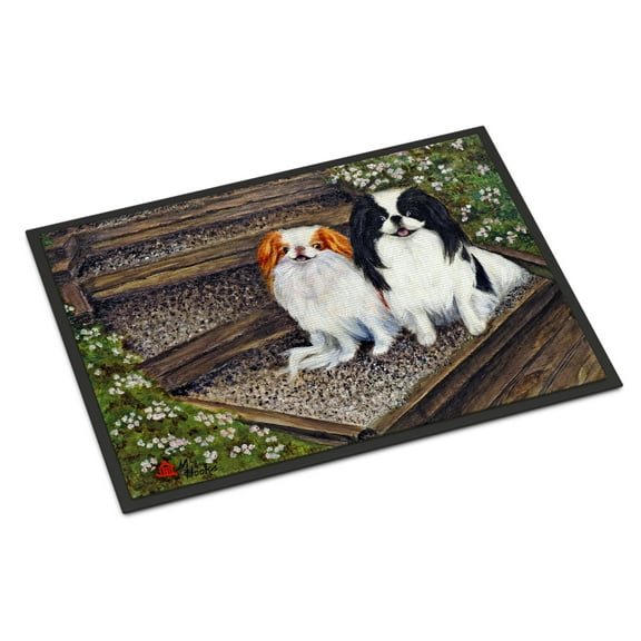 Carolines Treasures MH1047JMAT Japanese Chin Daddys Girls Door Mat Indoor Rug or Outdoor Welcome Mat 24x36 Doormat  36"L