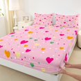 thumbnail image 3 of Homewish Colorful Loves Pattern Bed Sheets,Cartoon Ploka Dots King Sheets,Pink Fairy Tale Sheet Set For Girls Teens,Super Cozy Room Decor,4pcs, 3 of 7