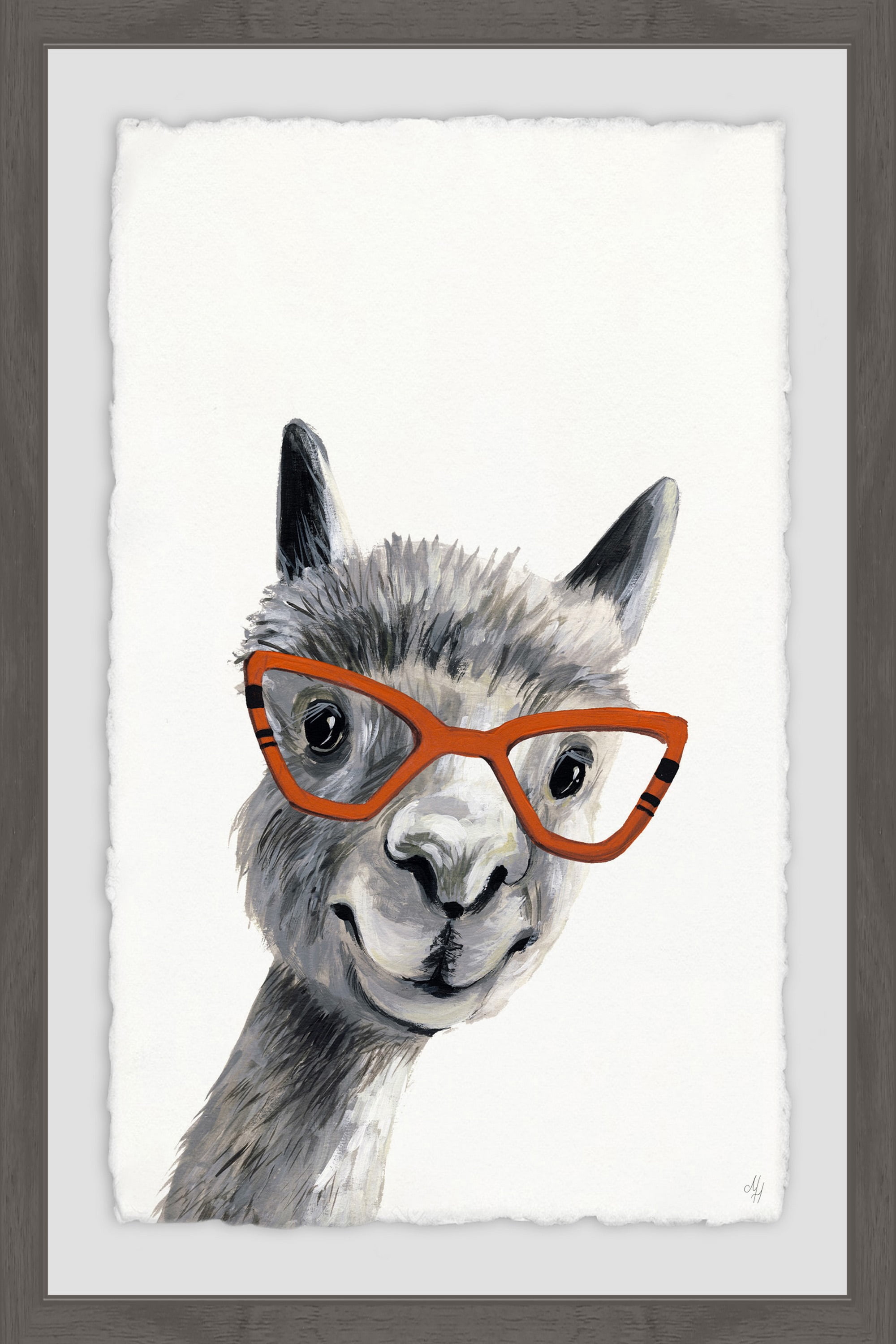 Geeky Llama II Framed Painting Print