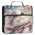 thumbnail image 2 of Haosy 3 Ring Zipper Binder with Shoulder Strap Waterproof Trapper Keeper 2 Inch D-Ring 500 Sheets Capacity, White Cat with American Flag, 2 of 8