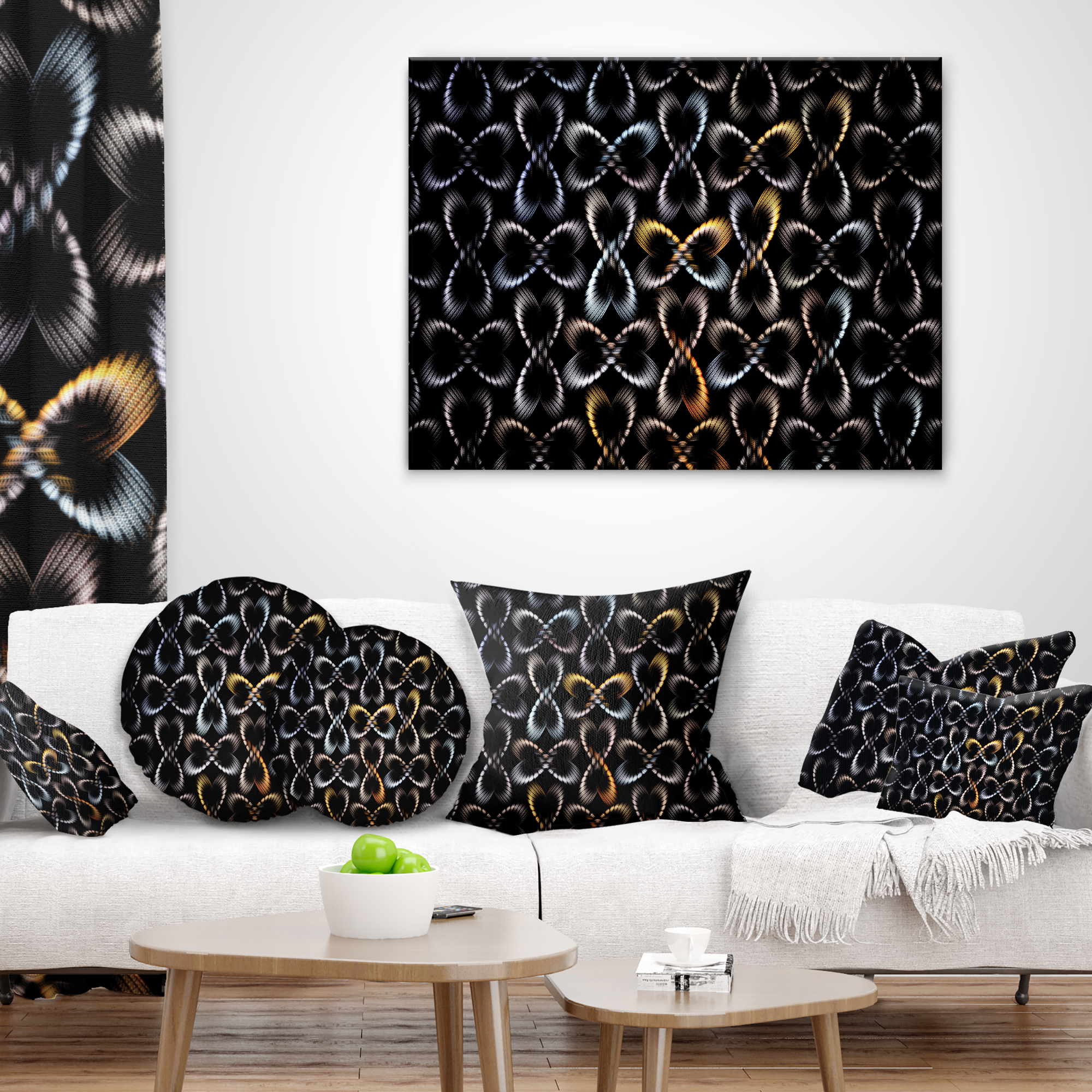 Designart Yellow Pattern of Butterflies - Abstract Throw Pillow - 18x18