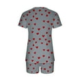 thumbnail image 7 of Women's Pajamas Sets Short Sleeve Lounge Sets Sleepwear Heart T-Shirts Shorts Casual Two Piece Pjs Set, XL, 7 of 7