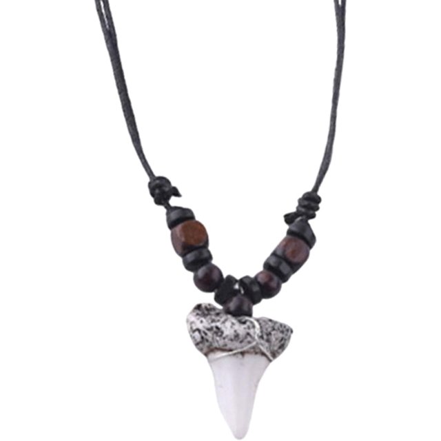 HAHDAXIA Collier en Forme de Dent de Requin pour Hommes Garçons Collier de Surfeur Collier de Plage Bijou en Forme de Dent de Requin Pendentif en Forme de Dent de Requin Collier en Cordon Réglable pour Hommes Garçons Cadeaux