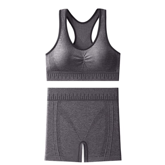 Ugoldhm Women's High Waisted Biker Shorts & Sports Bra Set - Seamless Breathable Stretch Activewear