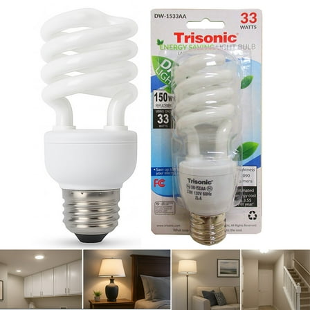 Daylight Light Bulb CFL 33 W 150 Watt Repl White Compact Fluorescent 6400K