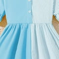 thumbnail image 6 of MIXUE Toddler Girls Casual Dresses Kids Summer Striped Color Block Print Lapel Short Sleeve Slim A Line Casual Dress Daily-Wear,Blue,9-10 Years, 6 of 8