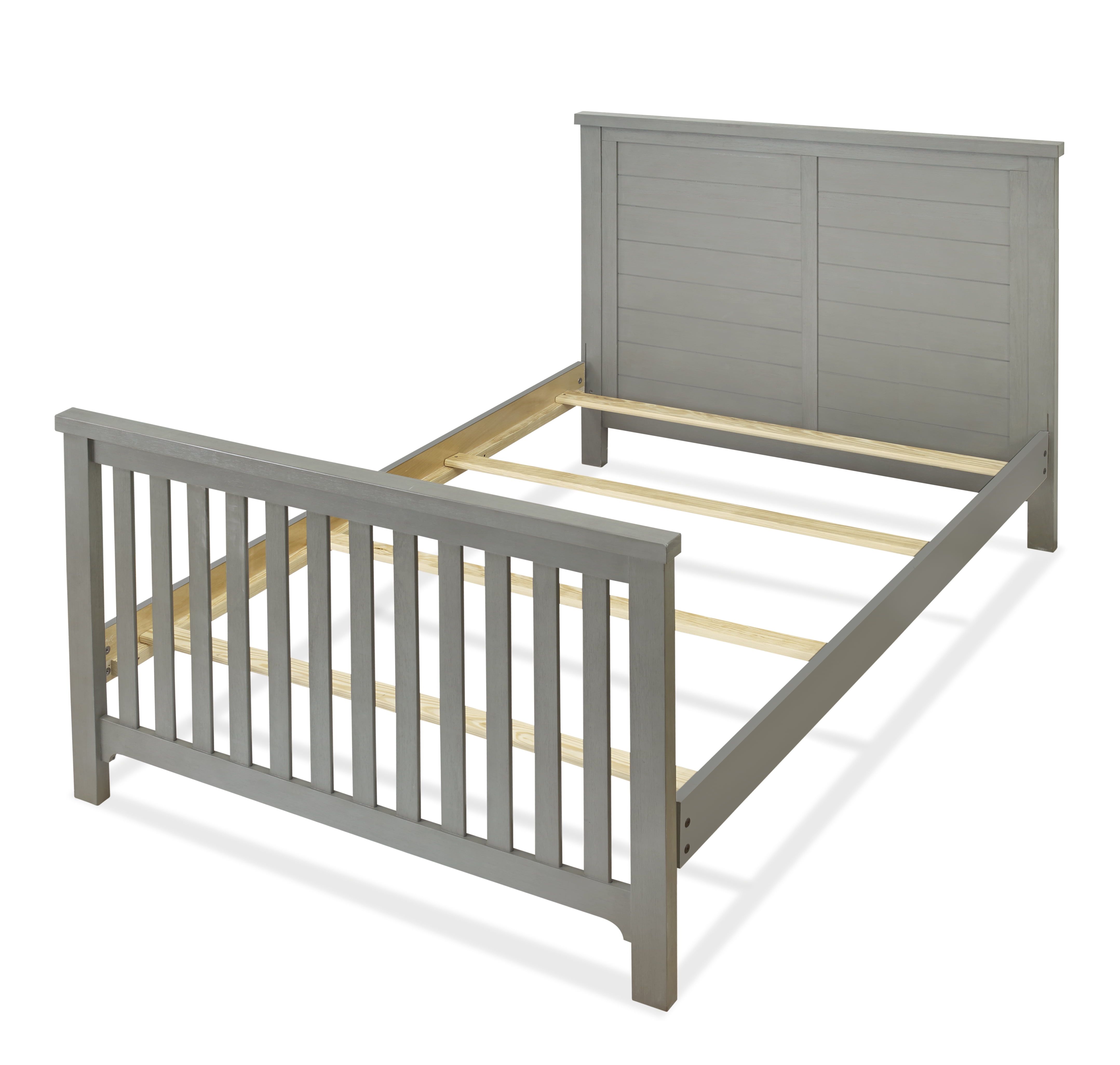 Sorelle Farmhouse Wooden Convertible Crib and Changer in Weathered Gray