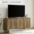thumbnail image 2 of EDYO LIVING Mid Century Modern TV Stand for 65" TV, Wood Entertainment Center with Storage Cabinet, Media TV Console with 3 Doors for Living Room and Bedroom, Rustic Oak, 2 of 8