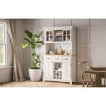 thumbnail image 3 of Homestyles Buffet de Salle à Manger Blanc Cassé avec Dessus en Bois Naturel, 3 of 13