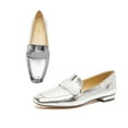 thumbnail image 4 of YDN Women Chic Square Closed Toe Slip On Loafer Flats Block Low Heel Pumps Office Outfit Walking Dressy Shoes Size 9.5 Silver, 4 of 4