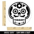 thumbnail image 2 of Mustache Floral Sugar Skull Dia De Los Muertos Self-Inking Rubber Stamp Ink Stamper - Yellow Ink - Small 3/4 Inch, 2 of 7