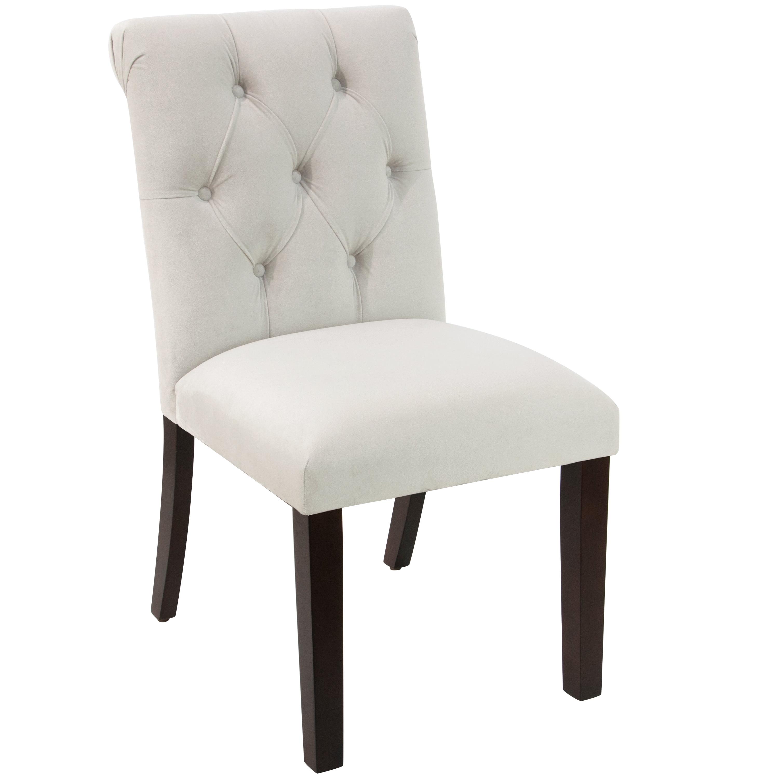 Tufted Rollback Dining Chair in Velvet Light Grey