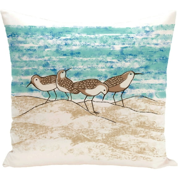 Simply Daisy 16" x 16" Sandpipers Animal Print Pillow, Teal