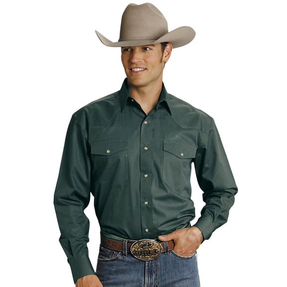 0265 Men's Long Sleeve Poplin Shirt Solid Poplin Back Yoke Green